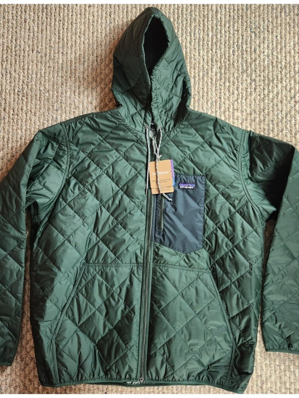 Patagonia Diamond Quilted Bomber Hoody Jacket XXL Men Pinyon Green NWT WOW!!!